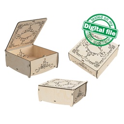 [0177775] DXF, SVG files for laser Openwork carved Box with opening cover, Mother day gift, Oriental style, Glowforge, Material 1/8'' (3.2 mm)