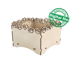 [00187336] DXF, SVG files for laser Wooden openwork carving Small Tray, Flower box, Candy bar decor, Glowforge ready file, Material 3.2 mm (1/8 in)