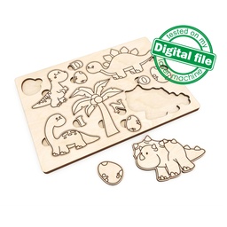 [00187583] DXF, SVG, PDF files for laser cut Puzzle, Paint your own Dino, Ready to paint, Kids craft and activity, Montessori puzzles diy, engraving