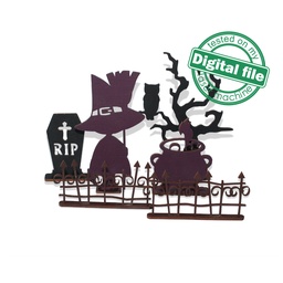 [00187710] SVG, DXF Laser cut files Halloween tiered tray decor, Mega Bundle Sign Pack, Diy paint kit, Glowforge ready, Material thickness 3.2 mm