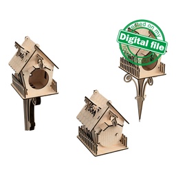 [0182240] DXF, SVG files for laser tiny houses, Three designs, nursery decor, souvenir, gift, garden decoration, indoor plant, Material 1/8'' (3.2 mm)