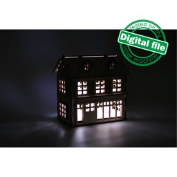 [00187253] DXF files for laser Decorative scandinavian doll house or cafe, night lamp, gift box, svg Files, Glowforge, Plywood or MDF 3.2 mm