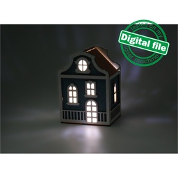 [00187139] DXF, SVG files for laser Illuminated decorative Scandinavian house, Night light, Christmas Nursery decor, Glowforge, Material 1/8'' (3.2 mm)