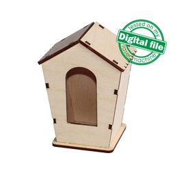 [00185668] DXF, SVG files for laser decorative Birdhouse, Vector project, Glowforge ready, Material thickness 1/8 inch (3.2 mm)
