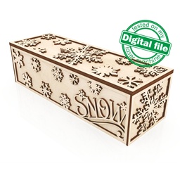 [00187682] DXF, SVG files for laser Wooden carved wine box Snow with Snowflakes, Christmas Gift, Candy Box, souvenir, Material 1/8'' (3.2 mm)