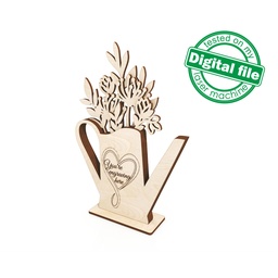 [00187493] SVG, DXF Laser cut Multilayer Wedding decoration Vase with flowers, Shape,Paint by Line,Glowforge, Mother's day gift,Material 1/8'' (3.2 mm)