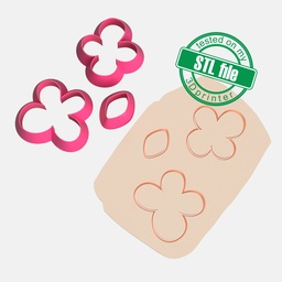 [2002354] Floral Combo #2, Flower Combo with Leaf, Digital STL File For 3D Printing, Polymer Clay Cutter, Earrings Flowers, 3 different designs