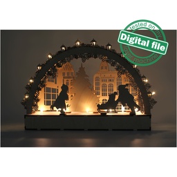[00187536] DXF file for laser Wooden Decoration Electrically Illuminated Light Arch,Wood Schwibbogen, Centerpiece, Light-up Christmas, SVG, PDF