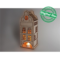 [00186878] DXF, SVG files for laser Light-up scandinavian house, tea light candle holder, Christmas Nursery decor, Glowforge, Material 1/8'' (3.2 mm)