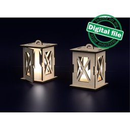 [00185162] DXF, SVG files for laser Tiny tea light candle lantern 2 Different design, door opens, decor for any occasion, Material 1/8'' (3.2 mm)