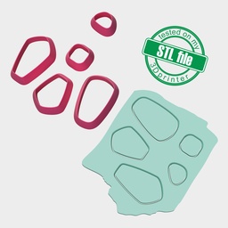 [2002328] Organic Combo #8, Gemstone, Digital STL File For 3D Printing, Polymer Clay Cutter, Earrings, 5 different designs
