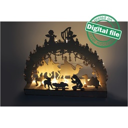 [00187522] DXF file for laser Large Wooden Decoration Electrically Illuminated Light Arch,Wood Schwibbogen, Centerpiece, Light-up Christmas, SVG, PDF