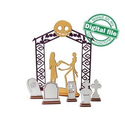 [00187727] SVG, DXF Laser cut files Halloween tiered tray decor, Mega Bundle Sign Pack, Diy paint kit, Glowforge ready, Material thickness 3.2 mm