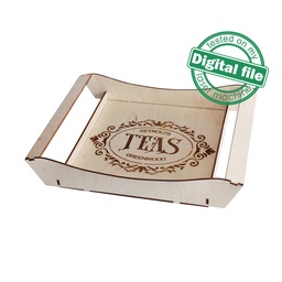 [00186315] DXF, SVG files for laser French Tray, Candy bar decor, Engraved pattern, Glowforge ready, Two different material thickness 3.2/6.4 mm