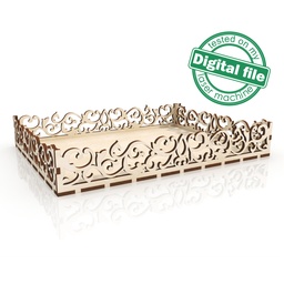 [00187686] DXF, SVG files for laser Carved tray, Farmhouse, Glowforge, Home Bakery, Wood Bread Tray, 2 different material thickness 3.2 and 6.4 mm