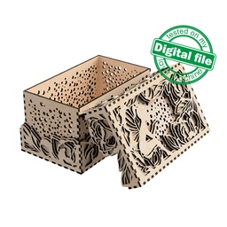 [0183661] DXF, SVG files for laser Multilayered Big box Peonies, fairy, openwork box, wedding gift, Storage Box, Glowforge, Material 1/8'' (3.2 mm)
