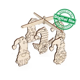 [00187732] DXF, SVG files for laser baby mobile, Paint your own Gnomes Nursery decor, Ready to paint, Kids craft and activity, Material 1/8'' (3.2 mm)