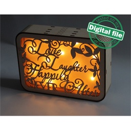 [00185365] DXF, SVG files for Light box Two interchangeable panels, St. Valentin Decoration, Just Married, flexible plywood, Glowforge ready file