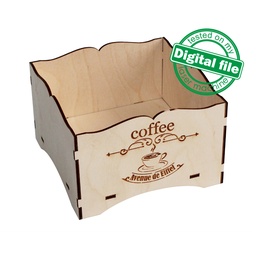 [00186363] DXF, SVG files for laser Vintage Small Tray, Coffee box, Candy bar decor, Engraved pattern French, Two different material thickness 3.2/6.4