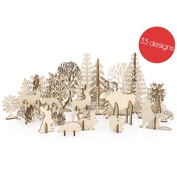 [00187594] DXF, SVG files for laser Christmas Decor Enchanted forest, Super Big Set, Bundle of 33 pieces, Winter Scene, Glowforge, Matherial 3.2 mm