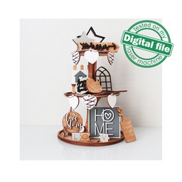 [00187781] SVG, DXF Laser cut files Home Sweet Home tiered tray decor, Mega Bundle Sign Pack, Diy paint kit, Basket tags, Material thickness 3.2 mm