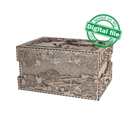 [0183541] DXF, SVG files for laser Multilayered Big box Alice in Wonderland, roses, Cheshire cat, Gift Box, Glowforge ready, Material 1/8'' (3.2 mm)
