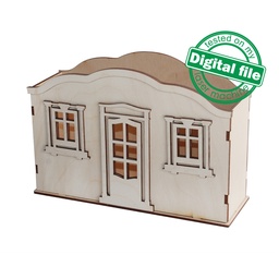 [00186690] DXF, SVG files for laser Flower box, Desk organizer set, Pen Holder, Decorative house, Material thickness 3.2 mm