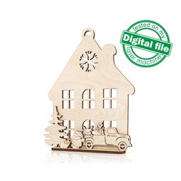 [00187778] DXF, SVG files for laser Christmas 3D decor Santa with gifts,retro truck, deer, tree,Mantel decor,Vector project, Glowforge, Material thickness 1/8'' (3.2 mm)