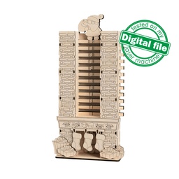 [00184875] DXF, SVG file for laser Advent calendar, Christmas decoration, Christmas countdown, Glowforge, Plywood or MDF 3 mm