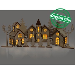 [00187721] DXF, SVG files for laser Big Christmas set, 13 different items, Unique Light-up decor, Tea light candle, Glowforge, Material 1/8'' (3.2 mm)