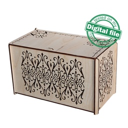 [0179503] DXF, SVG files for laser Openwork carved Box with opening cover, Mother day gift, Vector project, Glowforge, Material 1/8'' (3.2 mm)