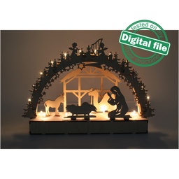 [00187523] DXF file for laser Wooden Decoration Electrically Illuminated Light Arch,Wood Schwibbogen, Centerpiece, Light-up Christmas, SVG, PDF