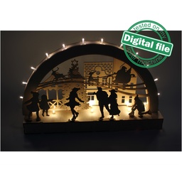 [00187530] DXF file for laser Large Wooden Decoration Electrically Illuminated Light Arch,Wood Schwibbogen, Centerpiece, Light-up Christmas, SVG, PDF