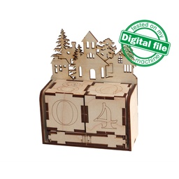 [00186770] DXF, SVG file for laser Wooden Advent calendar Village, Perpetual calendar, Christmas countdown, Days until Christmas, Plywood or MDF 3.2 mm