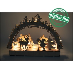 [00187535] DXF file for laser Wooden Decoration Electrically Illuminated Light Arch,Wood Schwibbogen, Centerpiece, Light-up Christmas, SVG, PDF