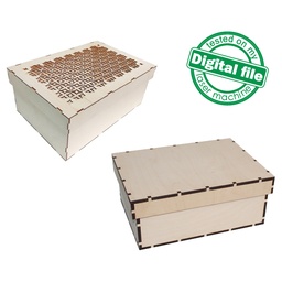 [00186394] DXF, SVG files for laser Large Wooden Box, A4 internal size, Memory Photo box, Glowforge, Two different material thickness 3.2 / 6.4 mm