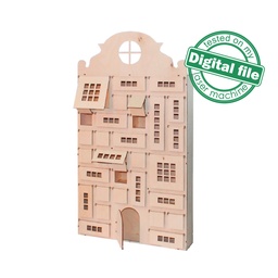 [0177899] DXF, SVG file for laser Advent calendar 31 different windows, Scandinavian style, fabulous house, Material thickness 3.2 mm (1/8 inch)