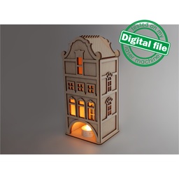 [00186879] DXF, SVG files for laser Light-up scandinavian house, tea light candle holder, Christmas Nursery decor, Glowforge, Material 1/8'' (3.2 mm)
