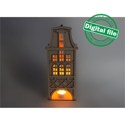 [00186873] DXF, SVG files for laser Light-up scandinavian house, tea light candle holder, Christmas Nursery decor, Glowforge, Material 1/8'' (3.2 mm)