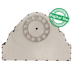 [00185780] DXF, SVG files for laser Unique Modern Mantel clock, flexible plywood, Glowforge ready, Roman dial clock face, Material 1/8'' (3.2 mm)