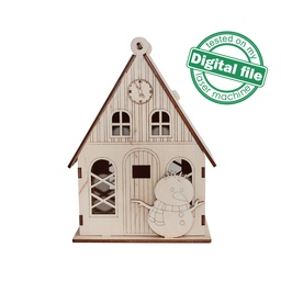 [00184944] DXF, SVG files for laser Christmas gift box Candy house, Vector project, Glowforge, Material thickness 1/8 inch (3.2 mm)