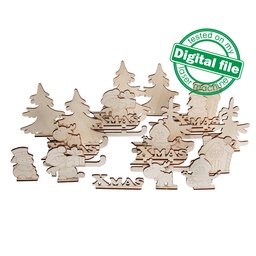 [00186759] DXF, SVG files for laser Big set Napkin Holders, Table, fireplace Christmas decoration, Glowforge, Plywood or MDF 3.2 mm