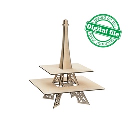 [0183005] DXF, SVG files for laser Candy bar stand for cupcakes, Paris Collection, Tower Eiffel, Glowforge, Two material thickness 3.2 / 6.4 mm