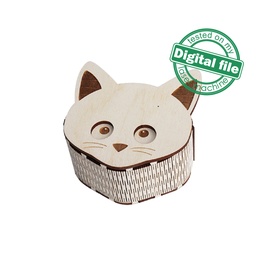 [0182616] DXF, SVG files for laser Easter gift box Cute Kitty, flexible plywood, tooth fairy box, Nursery Decor, Glowforge, Material 1/8'' (3.2 mm)