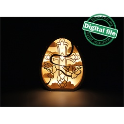 [00187233] DXF, SVG files for laser Light box Religious Easter, He is Risen, Light-Up Easter, Vector projects, Glowforge, Material 1/8'' (3.2 mm)