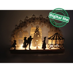 [00187003] DXF file for laser Large Wooden Decoration Electrically Illuminated Light Arch,Wood Schwibbogen, Centerpiece, Light-up Christmas, SVG, PDF