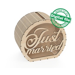 [7772485] DXF, SVG files for laser Personalized Circle Wedding card box, Box for Wedding Reception, money box, Glowforge, Matherial 1/8 inch (3.2 mm)