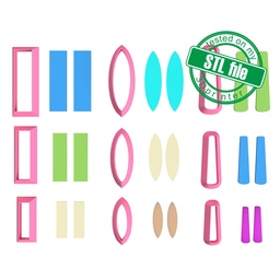 [7772533] Thin Dangles Set #1 Polymer Clay Cutters for Jewelry making, Digital STL File For 3D Printing, Very strong edge, robust design, 9 designs