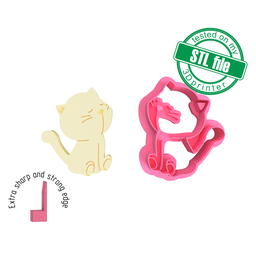 [7772544_A] Kitty2, cute pets collection, 3 Sizes, Digital STL File For 3D Printing, Polymer Clay Cutter, Earrings, Cookie