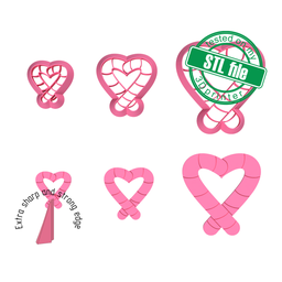 [7772562_A] Candy Cane Heart, Winter, New Year, 3 Sizes, Digital STL File For 3D Printing, Polymer Clay Cutter, Earrings, Cookie, sharp, strong edge